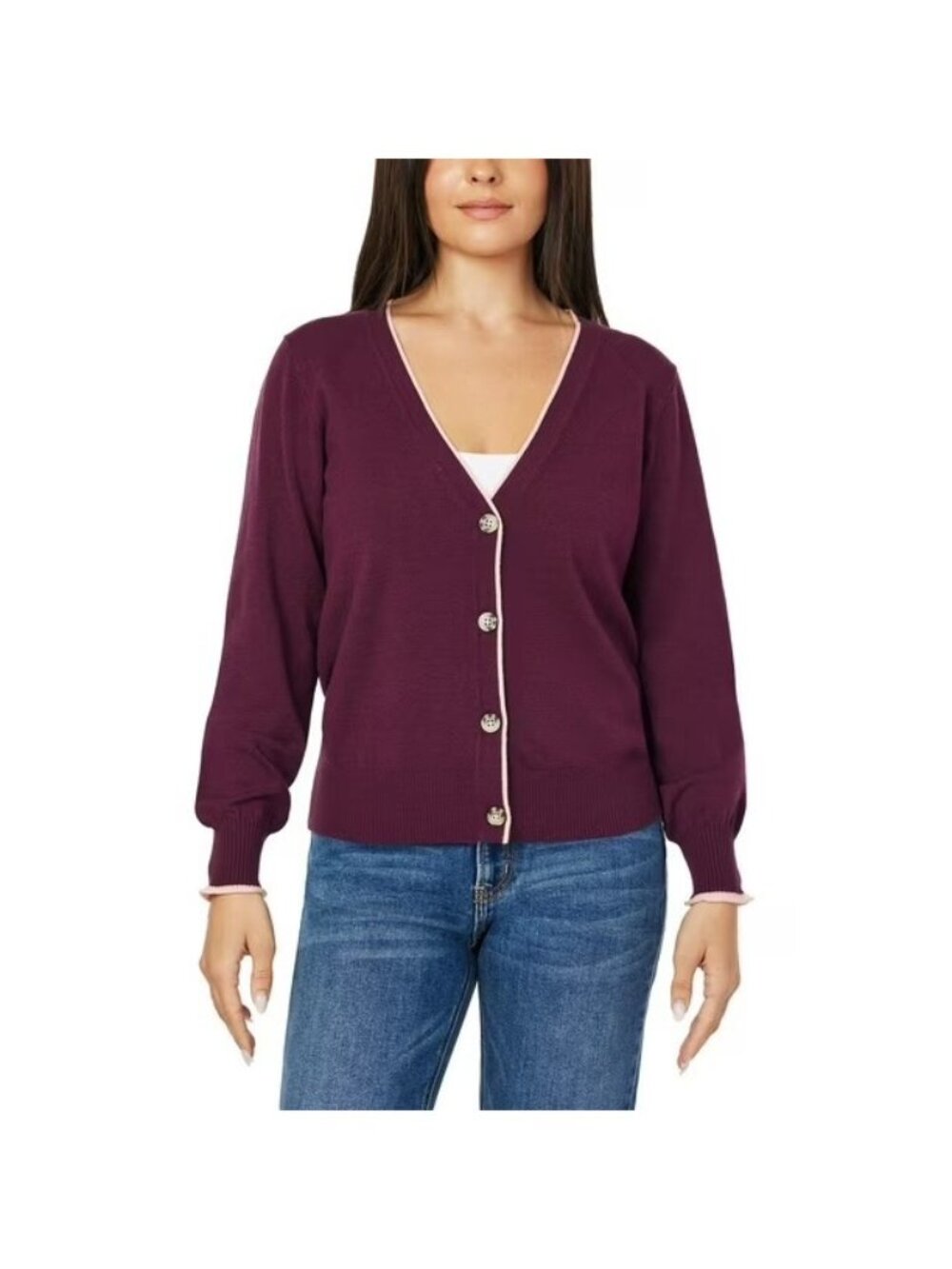 Scotch & Soda Classic Long Sleeve Cardigan Burgundy Size L Classic Preppy Fall